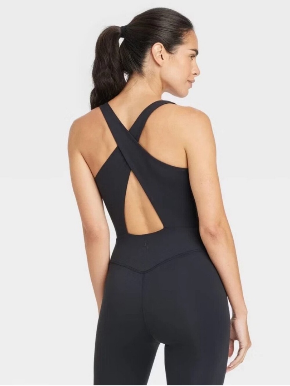 Joylab Women's Black Cross-Back Active Full Bodysuit